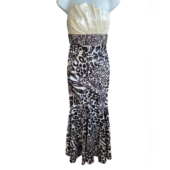 Jump Dresses & Skirts - Vtg JUMP Y2K Strapless Zebra Maxi Dress Formal Prom Evening Wedding Size 3/4